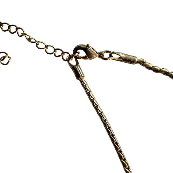 Gold Tone Snake Chain Necklace Pendant Red July Birthstone Center Interlaced - Picture 8 of 11